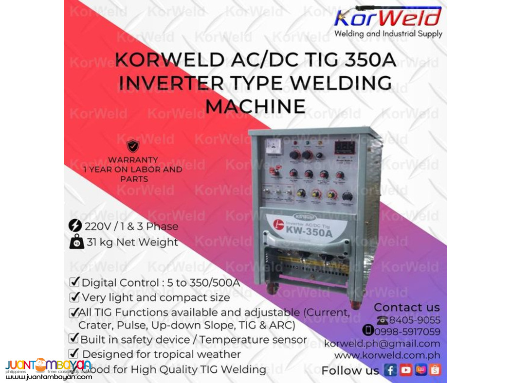 KORWELD AC DC TIG 350A INVERTER TYPE WELDING MACHINE