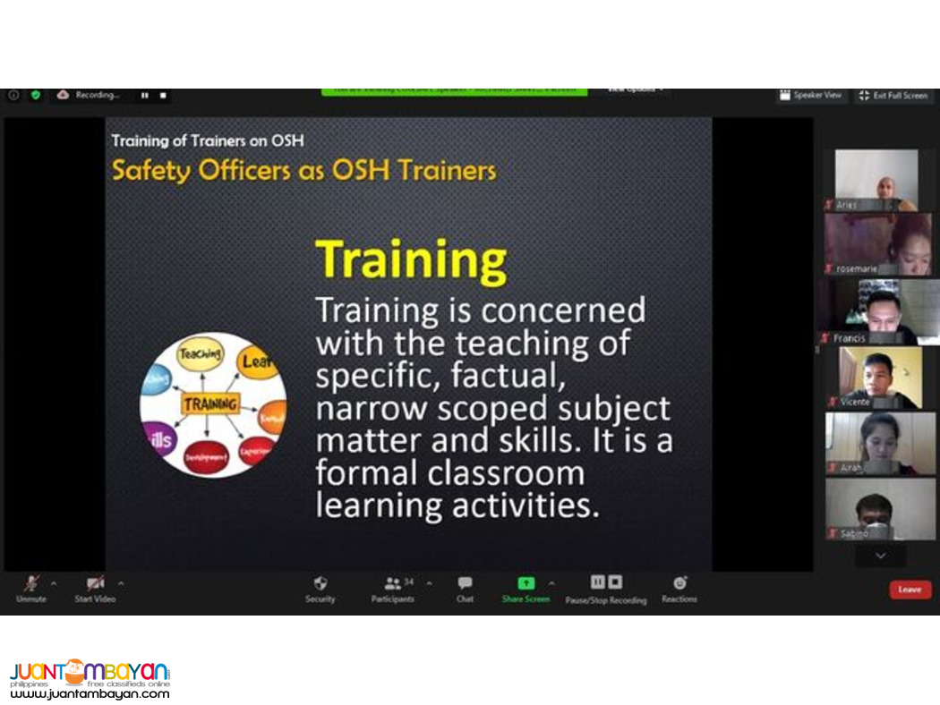 TOT Training of Trainer DOLE Accredited Safety Officers Training 