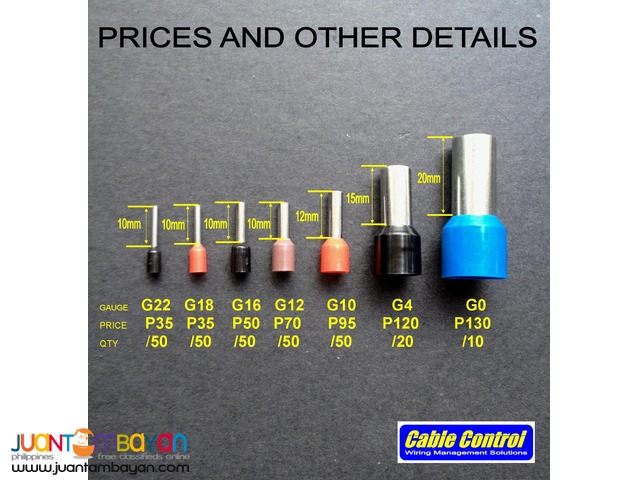 Cable Control Ferrules (wire end connectors)