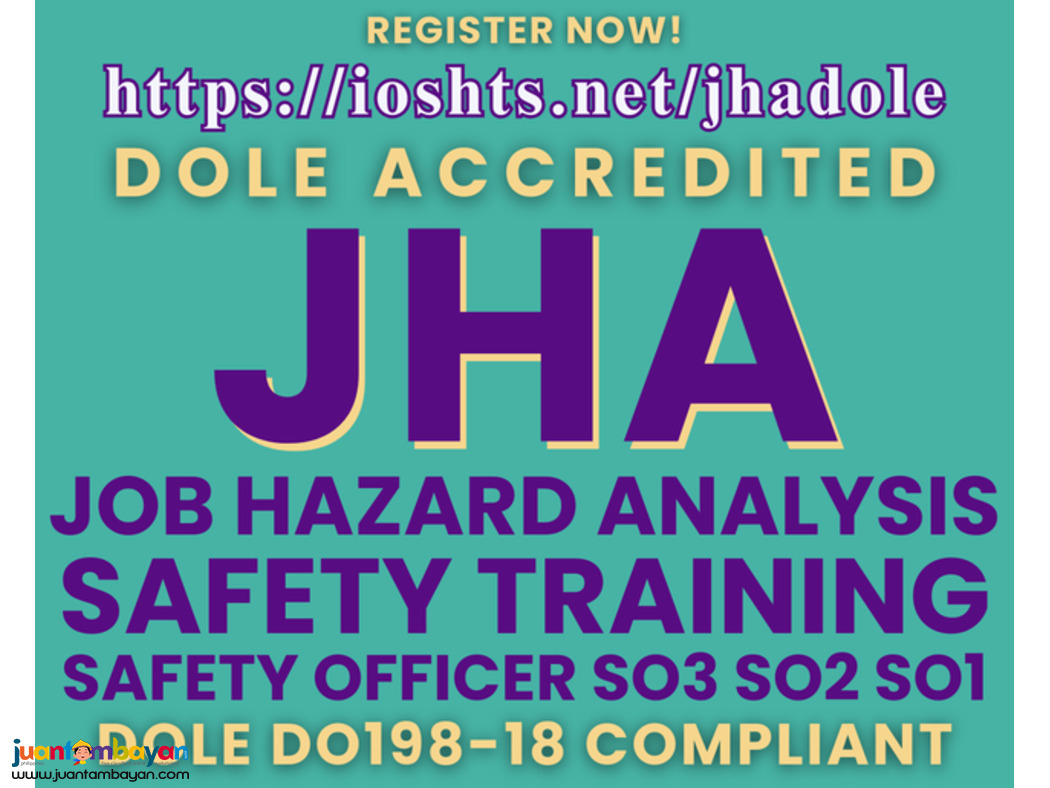 JHA Training Safety Officer Training DOLE Accredited SO3 Training SO2