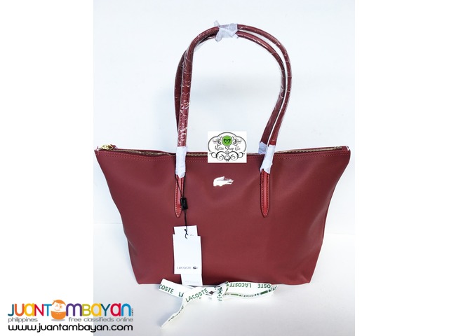 lacoste tote bag maroon