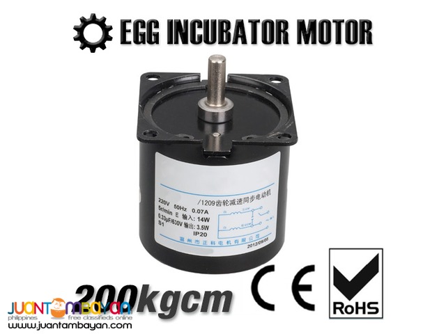 Egg Incubator Motor / Turner 3 Sizes (4W / 14W / 25W)