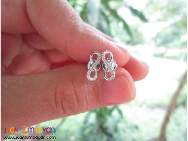 GENUINE 14K WHITE GOLD EARRINGS - INFINITY EARRINGS - KA005