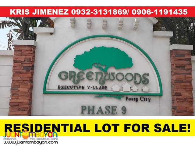 GREENWOODS EXECUTIVE VILLAGE PASIG CITY Lot in installment basis