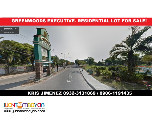 GREENWOODS EXECUTIVE VILLAGE PASIG CITY Lot in installment basis