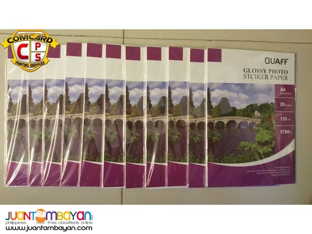 PHOTOPAPER ( QUAFF ) GLOSSY PHOTO STICKER PAPER NO BACK PRINT