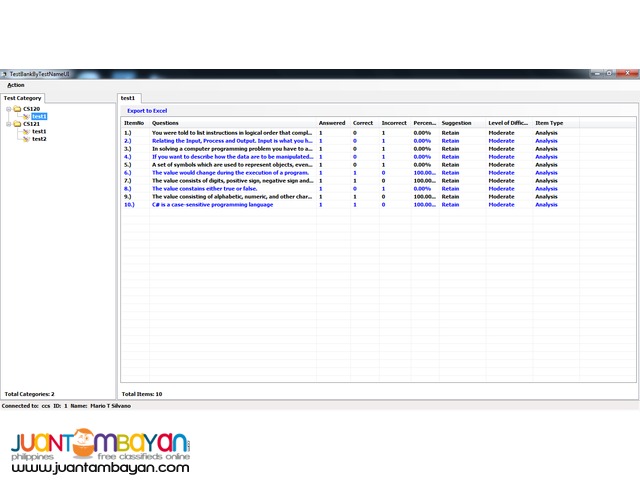 EXCEL TEST GENERATOR SYSTEM SOFTWARE