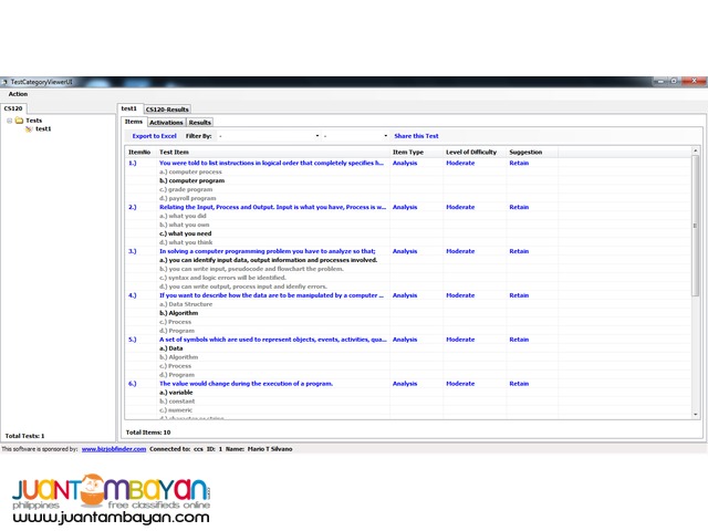 EXCEL TEST GENERATOR SYSTEM SOFTWARE