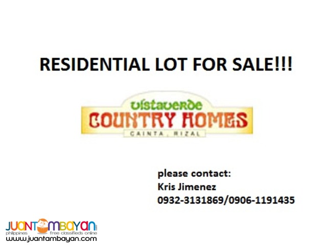 VISTA VERDE COUNTRY HOMES RESIDENTIAL LOT FOR SALE!!!