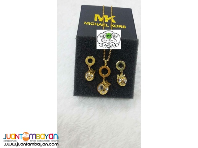 MICHAEL KORS NECKLACE & EARRINGS STAINLESS JEWELRY SET