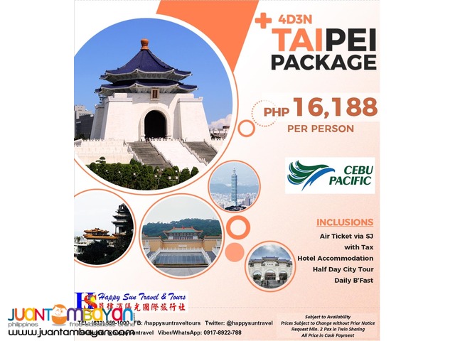 4D3N Taipei Package with Air Ticket via Cebu Pacific