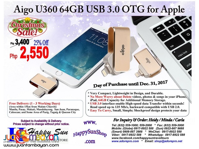 Aigo U360 64GB USB 3.0 OTG for Apple