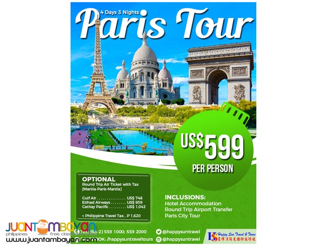 4D3N Paris Package with City Tour