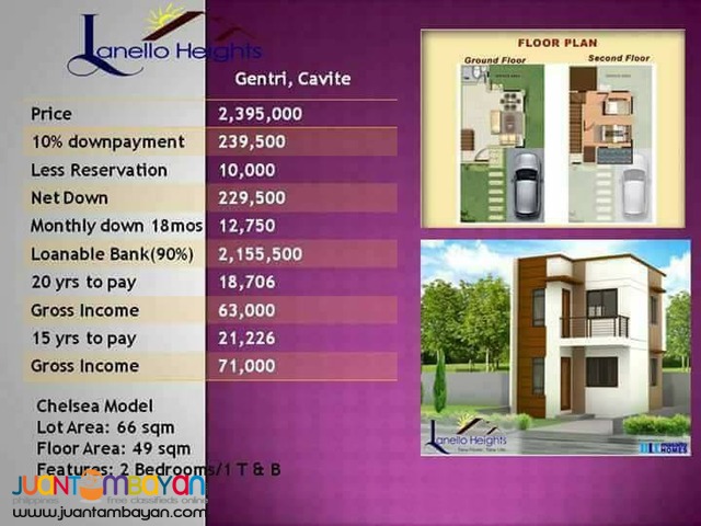 LANELLO HEIGHTS (CHELSEA Model) Gen. Trias, Cavite