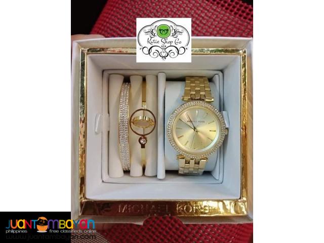 mk watch and bangle set