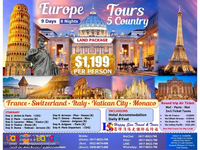 european tour packages with airfare 2022 philippines