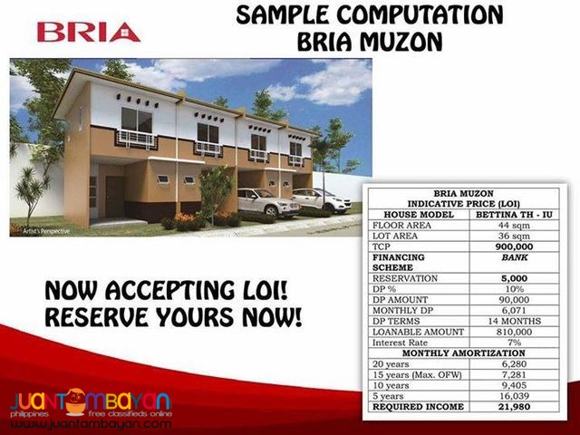 Affordable Townhouse in Bria Homes Muzon SJDM 