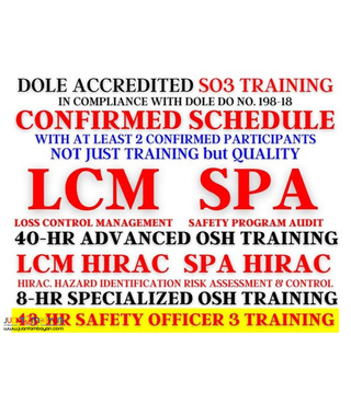 SO3 Training LCM HIRAC Training SPA TOT DOLE Safety Officer 3 Training