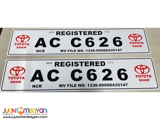 Conduction Plate Number Reflectorized for Car and Motorcycle