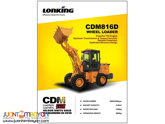 LONKING CDM 816 Wheel Loader 1 Cubic Brand New