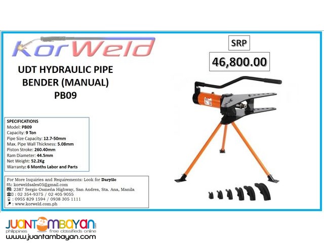 UDT Hydraulic Pipe Bender PB09 (Manual)