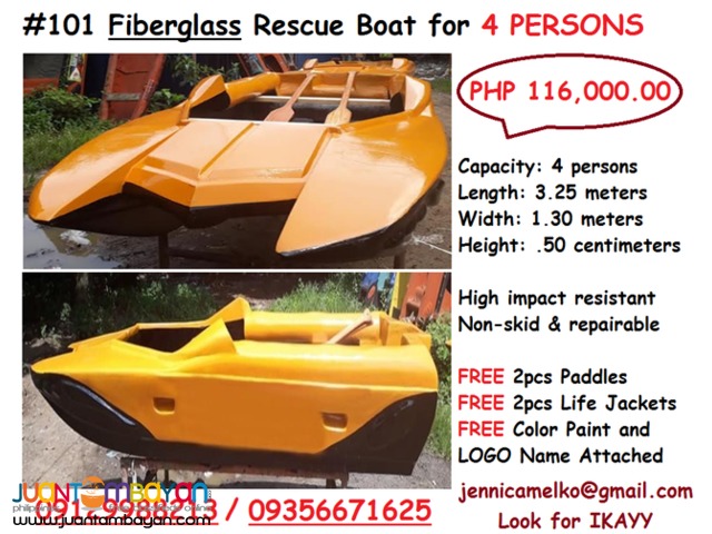 Fiberglass Rescue Boat for 4 Persons