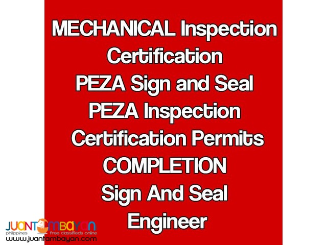 Professional Mechanical Engineer (PME) Sign and Seal, PEZA