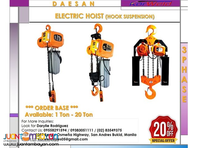 DAESAN ELECTRIC HOIST DSA SERIES (MADE IN KOREA)