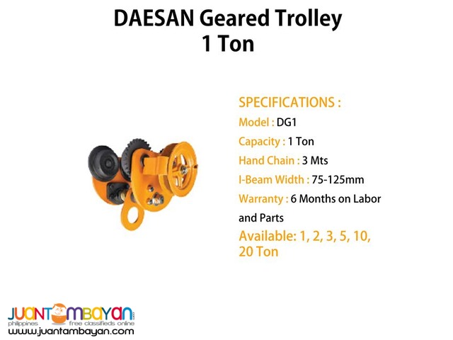 Geared Trolley 1 Ton (Made In Korea)