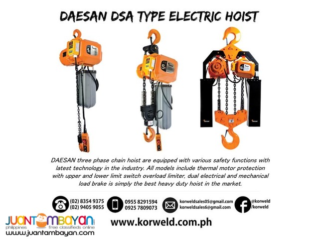 Electric Hoist 10 Ton Hook Suspension (Made In Korea)