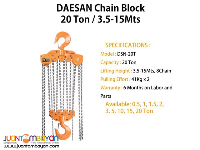 Chain Block 20 Ton (Made In Korea)