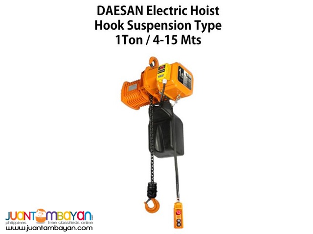 Electric Hoist 1 Ton Hook Suspension Type (Made In Korea)