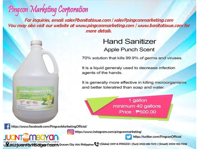 Hand Sanitizer apple Punch Scent