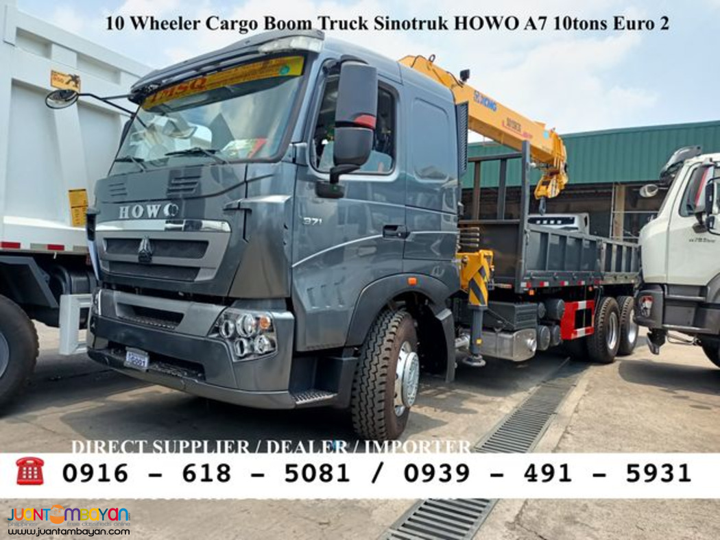 10-WHEELER 10TONS CARGO BOOM TRUCK HOWO A7 EURO 2