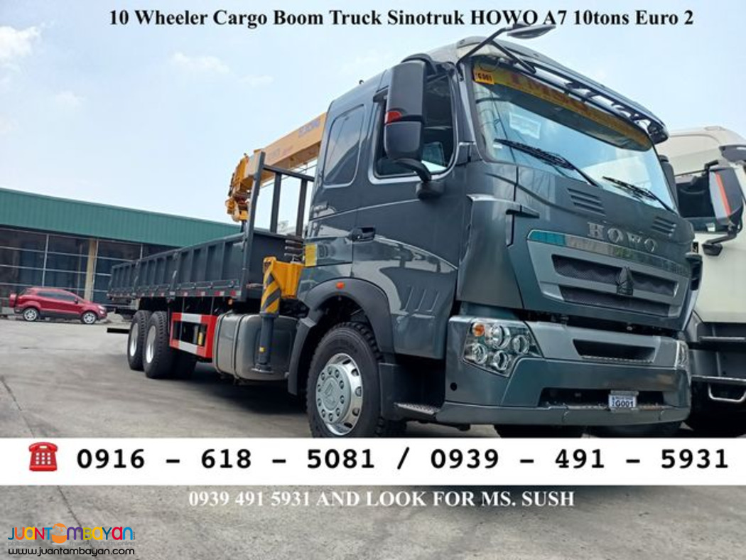 10-WHEELER 10TONS CARGO BOOM TRUCK HOWO A7 EURO 2