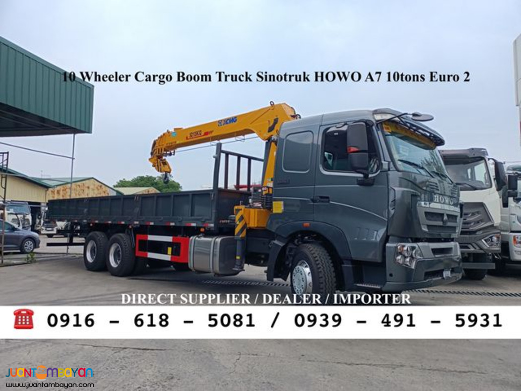 10-WHEELER 10TONS CARGO BOOM TRUCK HOWO A7 EURO 2