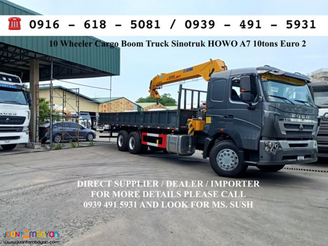 10-WHEELER 10TONS CARGO BOOM TRUCK HOWO A7 EURO 2