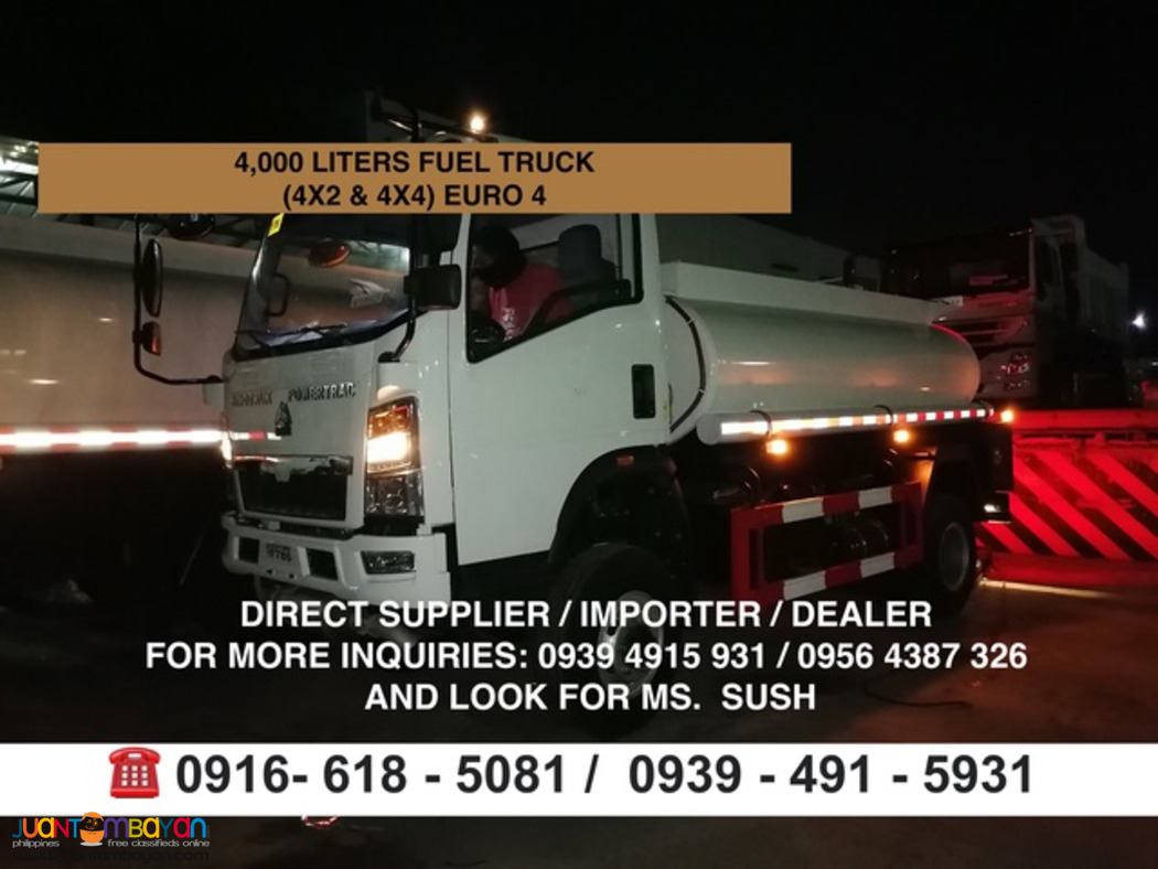 4,000 Liters Fuel truck 4x2 & 4x4 6-wheeler sinotruk homan h3