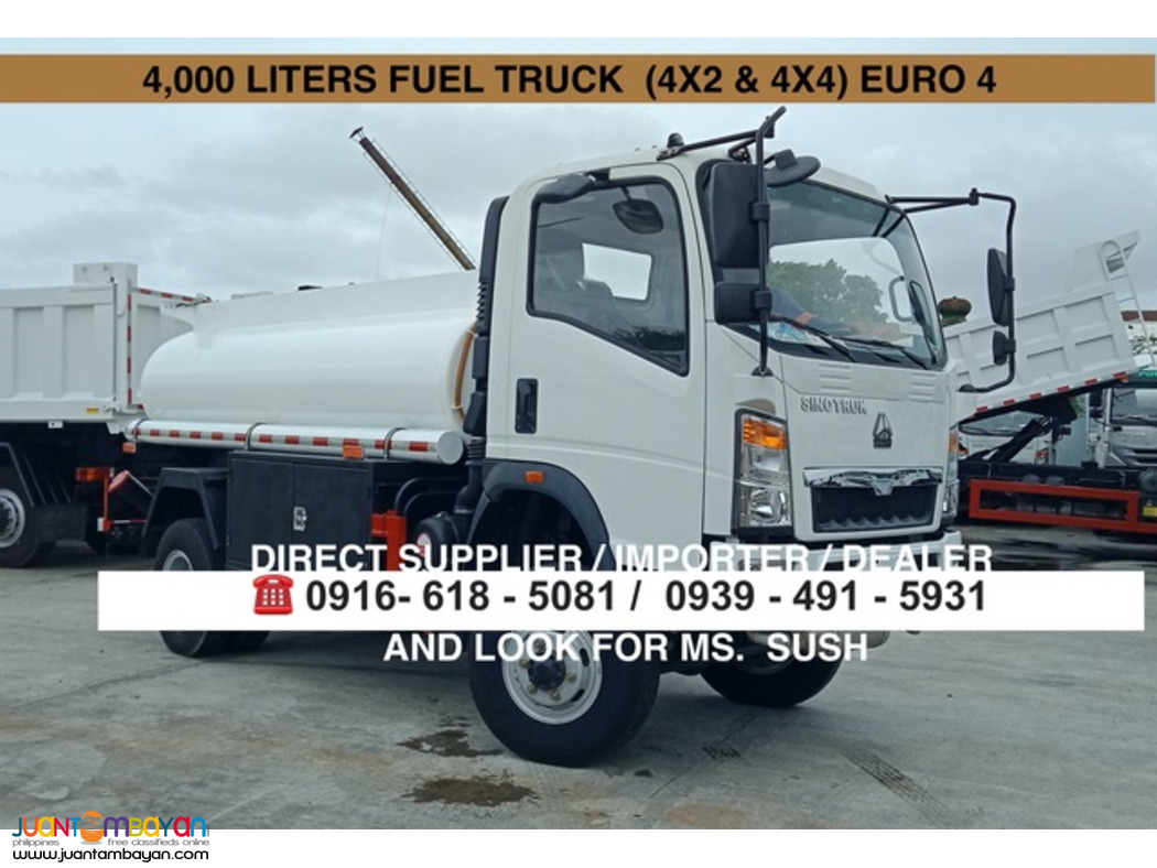 4,000 Liters Fuel truck 4x2 & 4x4 6-wheeler sinotruk homan h3