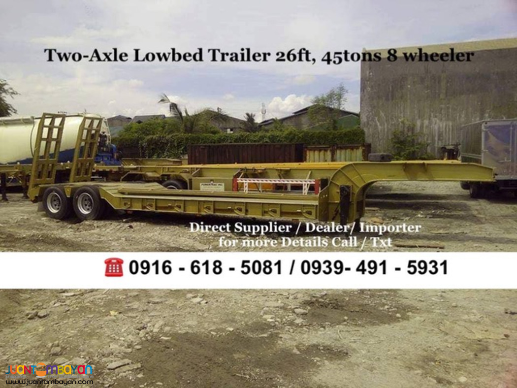 two-axle 8-wheeler low bed trailer brand new for sale