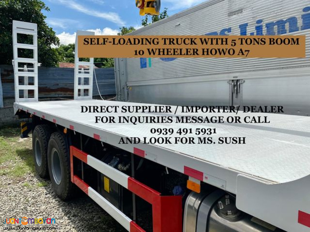 SELF LOADING TRUCK with 5 tons boom sinotruk howo a7