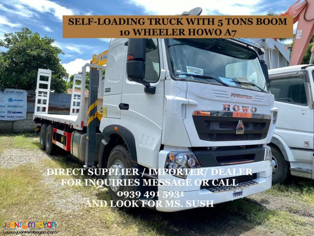 SELF LOADING TRUCK with 5 tons boom sinotruk howo a7