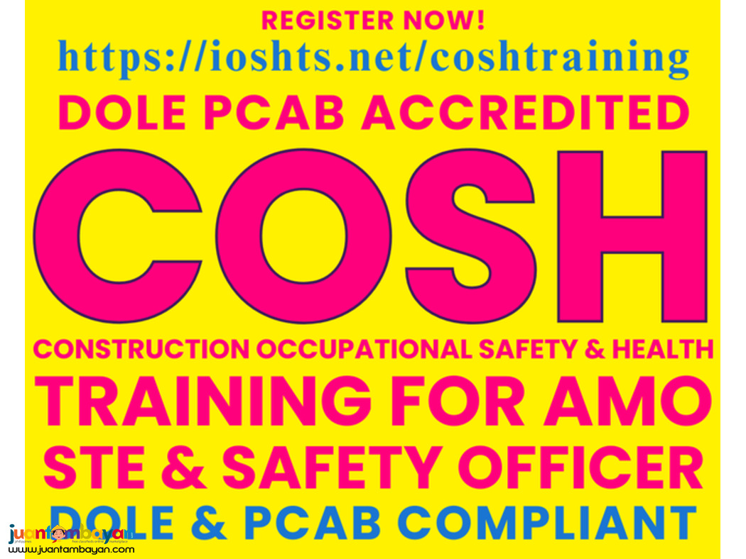 PCAB COSH Training AMO STE DOLE Accredited Construction Safety Officer