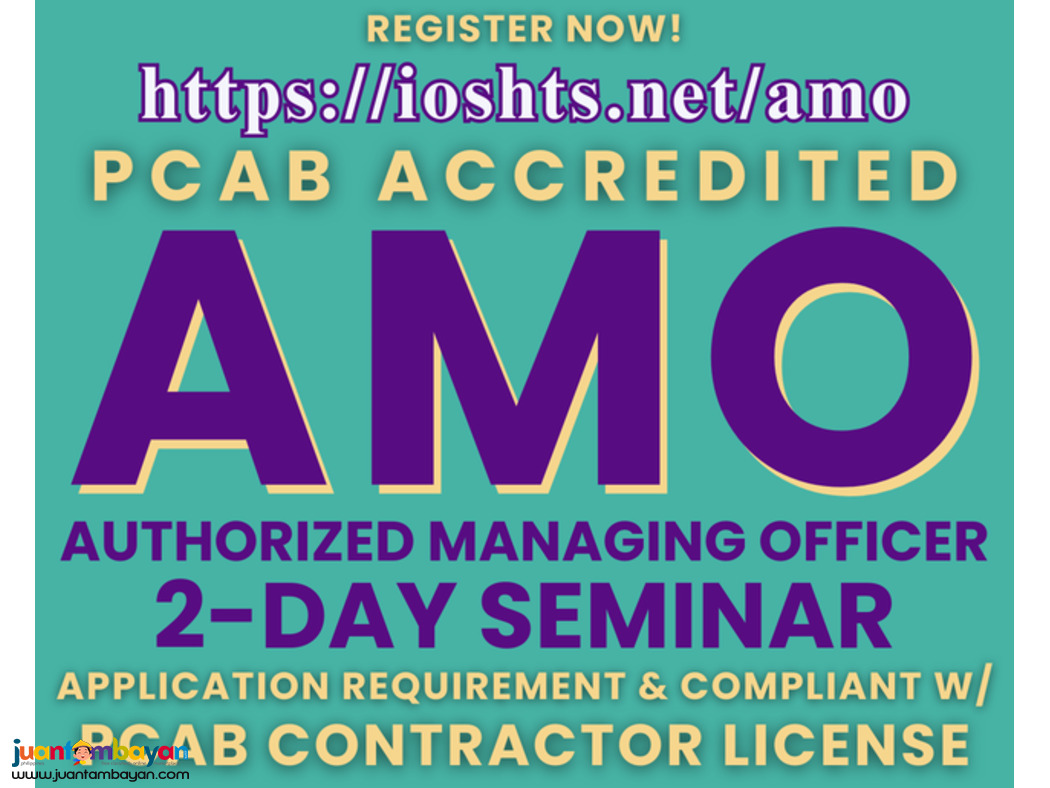 PCAB AMO Seminar PCAB Authorized Managing Officer Seminar 2 days