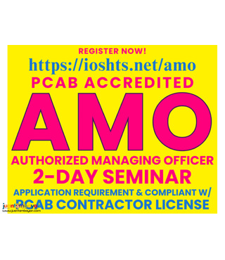PCAB 2 days AMO Seminar PCAB Authorized Managing Officer Seminar