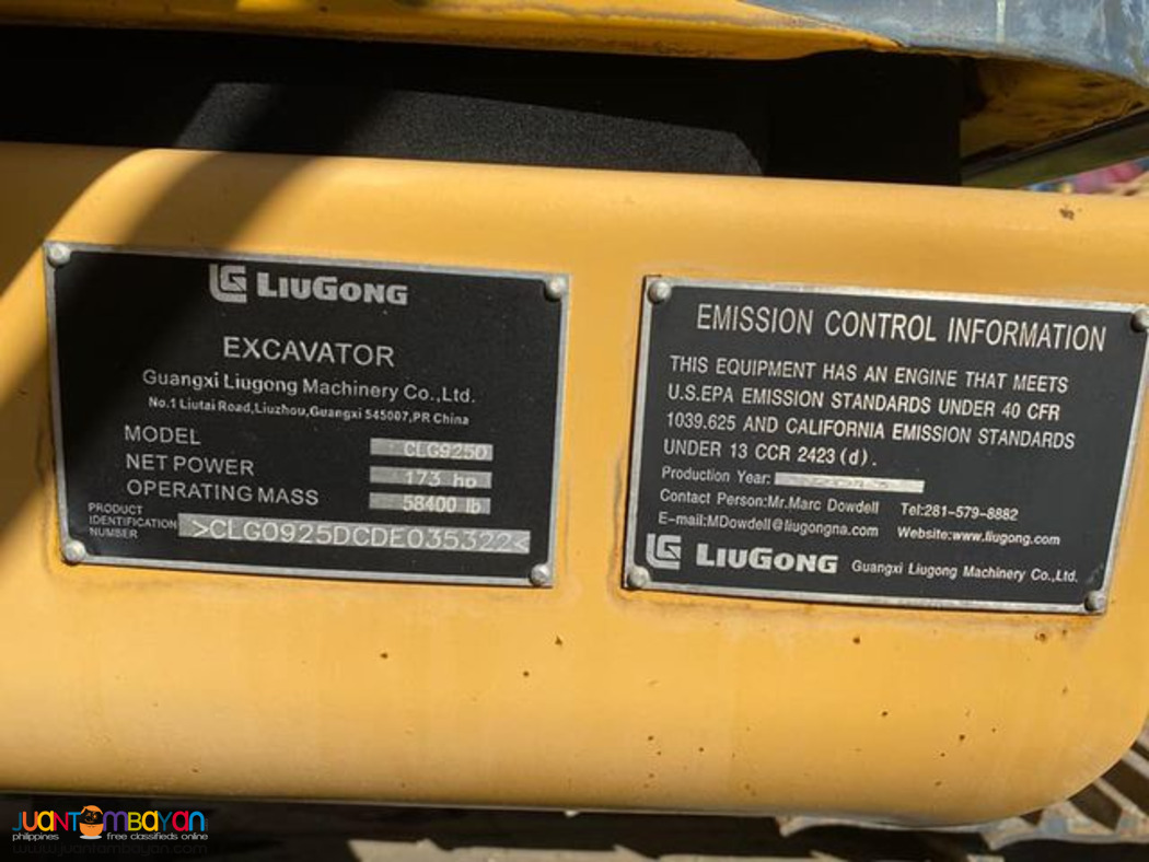 LIUGONG 925D/E EXCAVATOR (CUMMINS) 1.2CBM