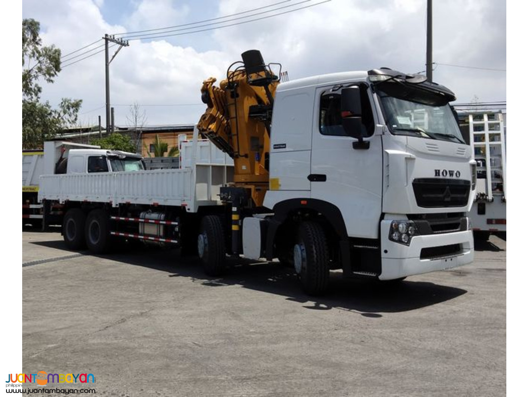 HOWO A7 CARGO TRUCKS W/ 16-TONS KNUCKLE TYPE BOOM CAP.