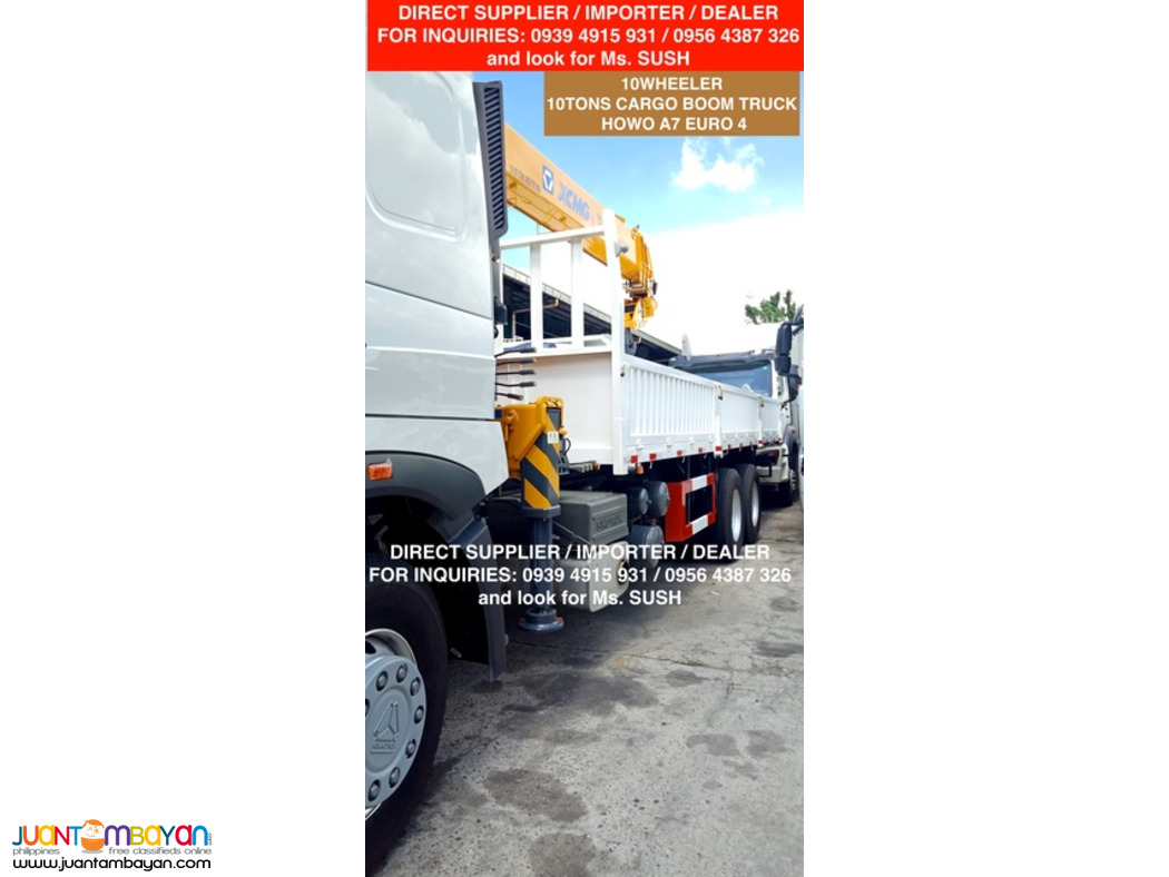 10 TONS CARGO BOOM TRUCK 10 WHEELER HOWO A7 EURO 2