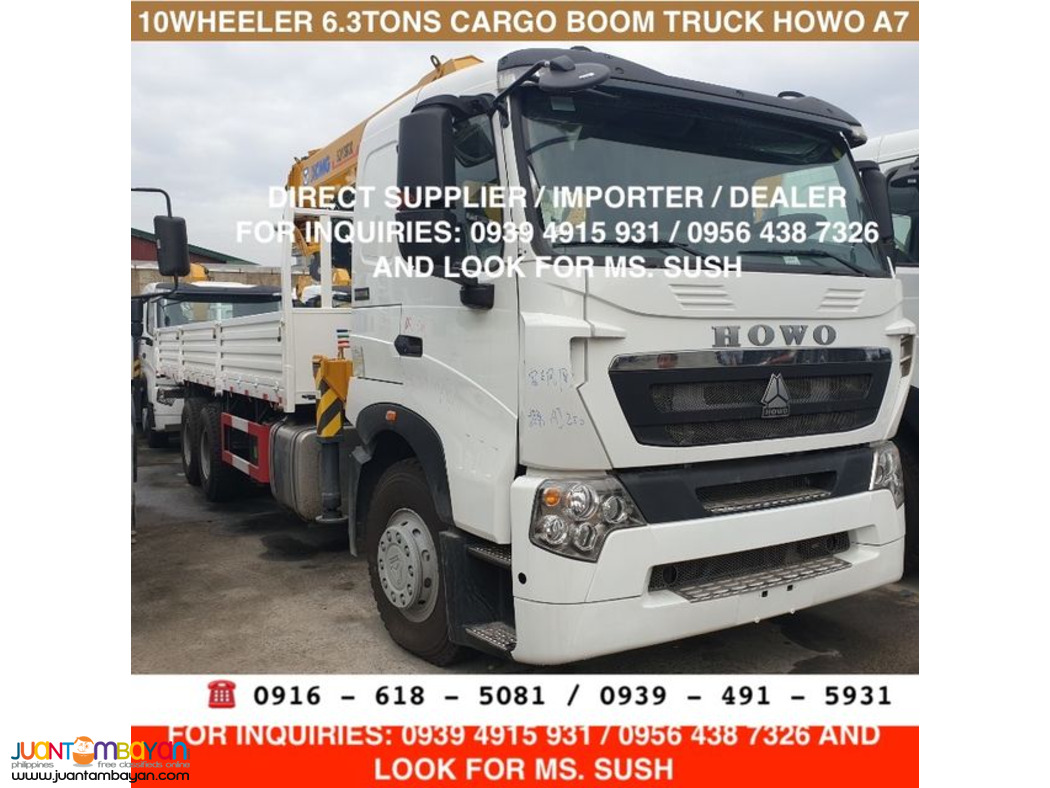 6.3 TONS CARGO BOOM TRUCK 10 WHEELER sinotruk HOWO A7