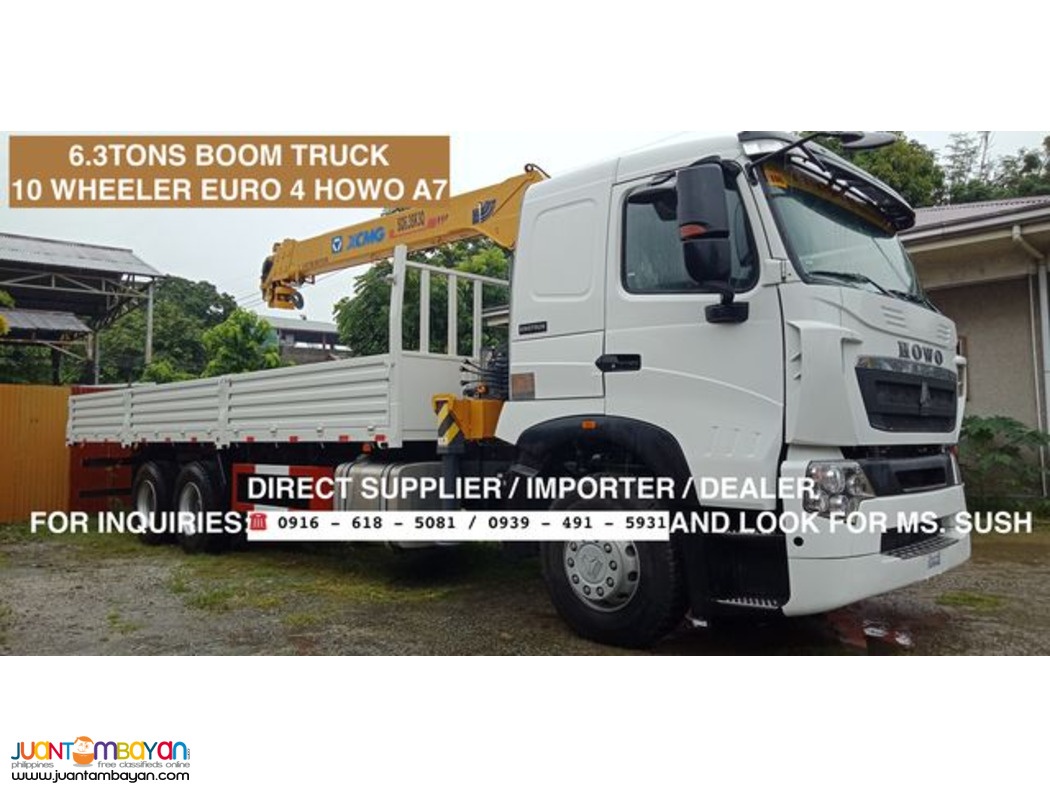 6.3 TONS CARGO BOOM TRUCK 10 WHEELER sinotruk HOWO A7